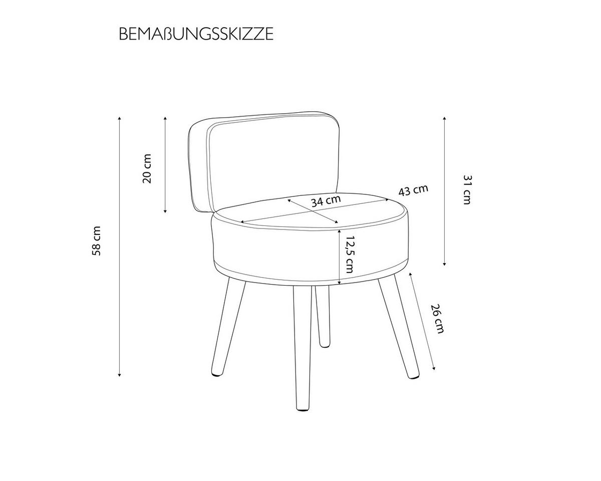 Sessel Milo Grau Samt - Grau, Design, Holz/Textil (44/58/44cm) - Echtwerk