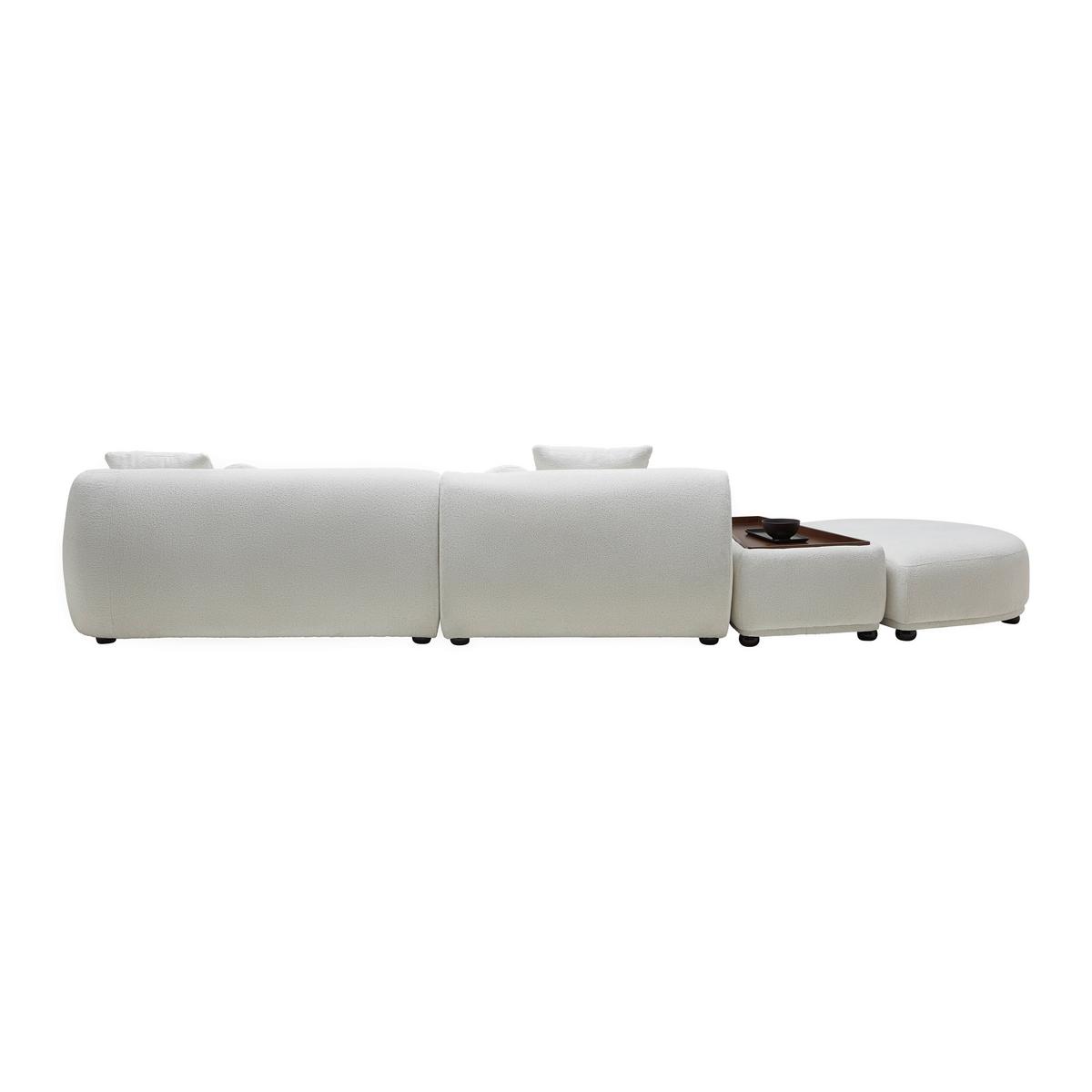 Wohnlandschaft Kira Weiß Webstoff - Weiss/Schwarz, Modern, Holz/Textil (410/71/107cm) - Bessagi Home