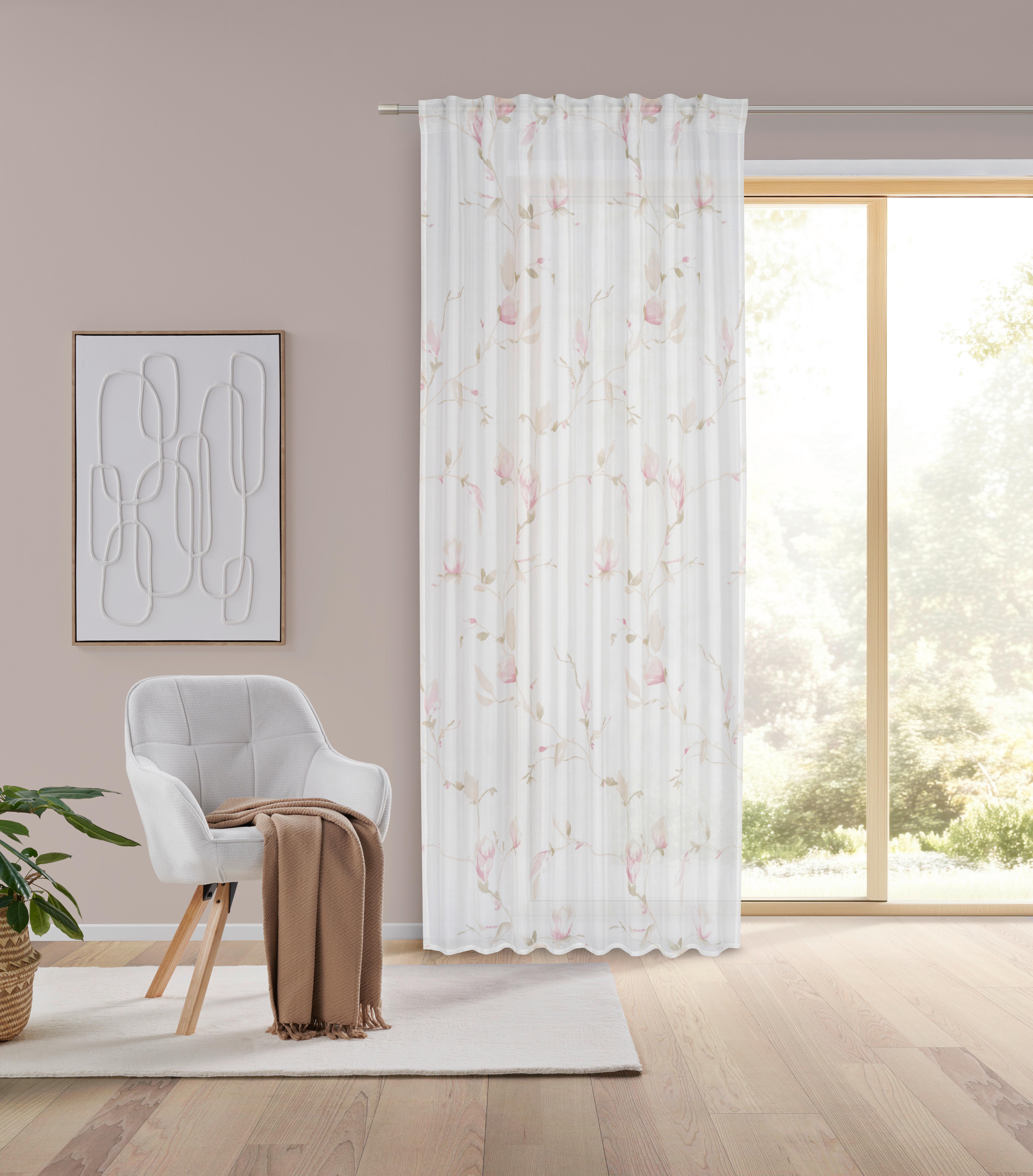 Készfüggöny Magnolia 135/245 - rózsaszín, textil (135/245cm) - Mömax