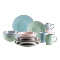 SET DE VAISSELLE KOMBISERVICE, 934006 - Türkis/Rosa, Basics, Keramik - Mäser