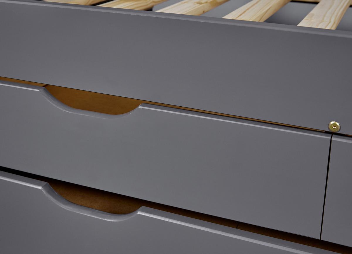 Ausziehbett Lena Grau - Naturfarben/Grau, Basics, Holz/Kunststoff (90/200cm) - MID.YOU