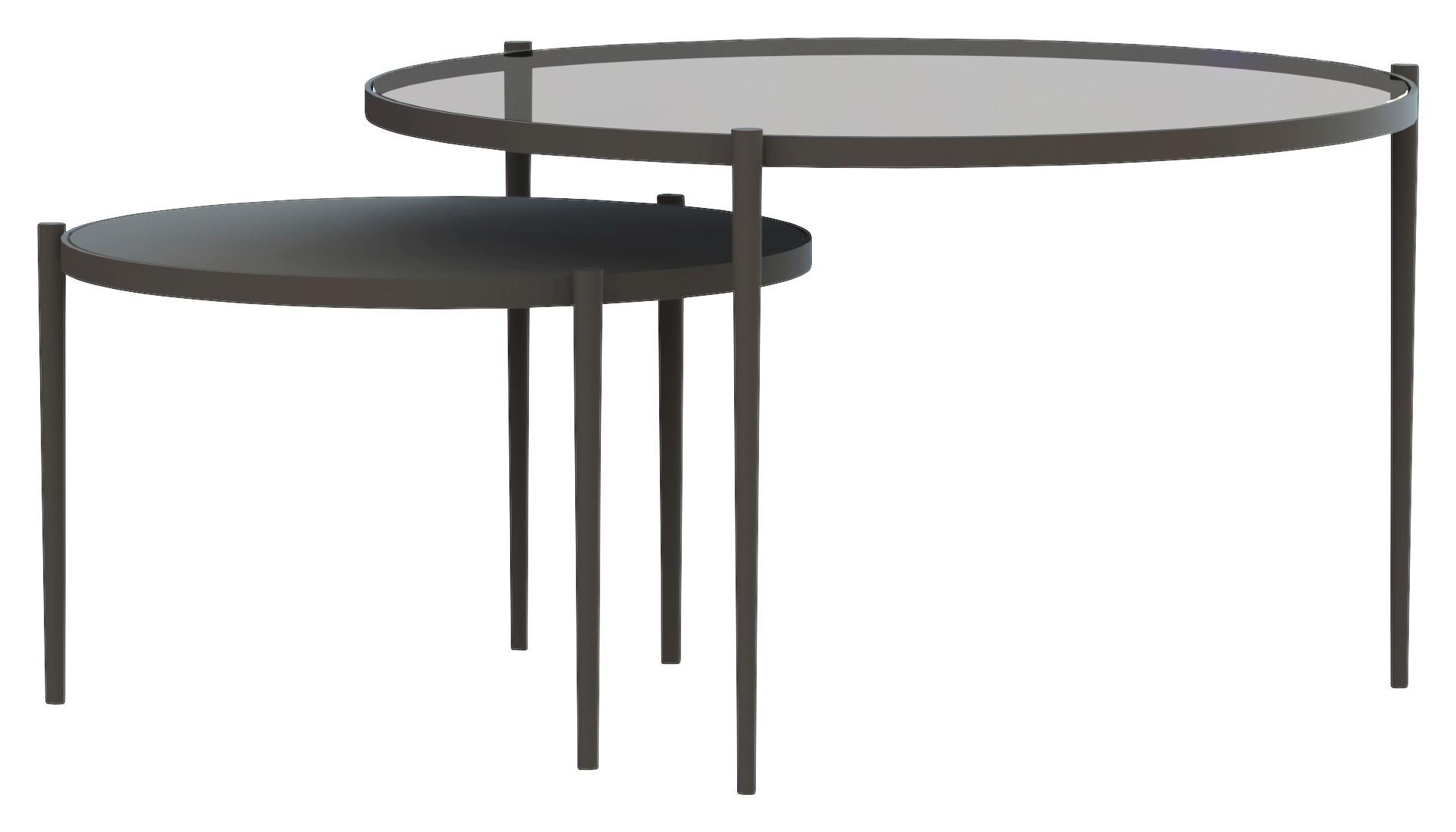 ZESTAW STOLIKÓW KAWOWYCH DARK - czarny/szary, Design, metal/szkło (70/70/42cm)
