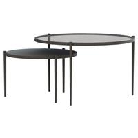 ZESTAW STOLIKÓW KAWOWYCH DARK - czarny/szary, Design, metal/szkło (70/70/42cm)