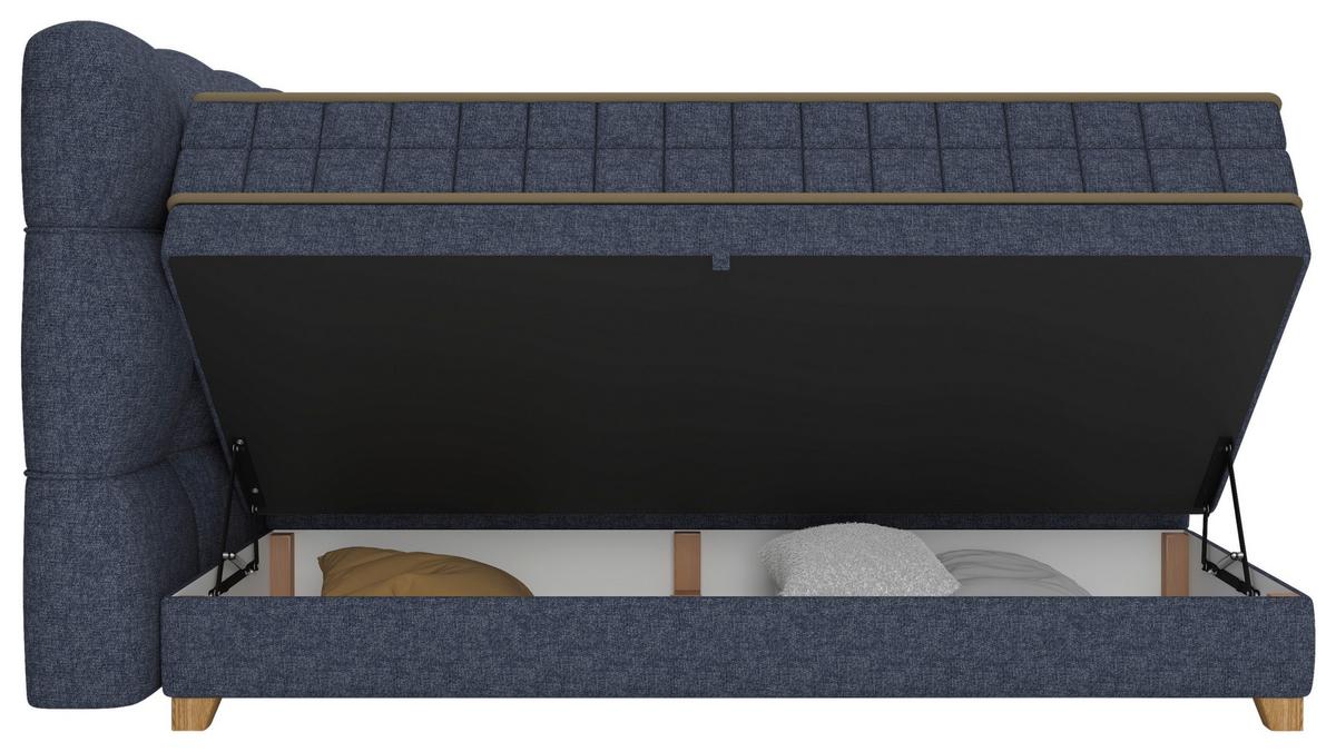 Boxspringbett Bianco Blau ca. 180x200cm - Blau, Konventionell, Holz/Holzwerkstoff (180/200cm) - Premium Living