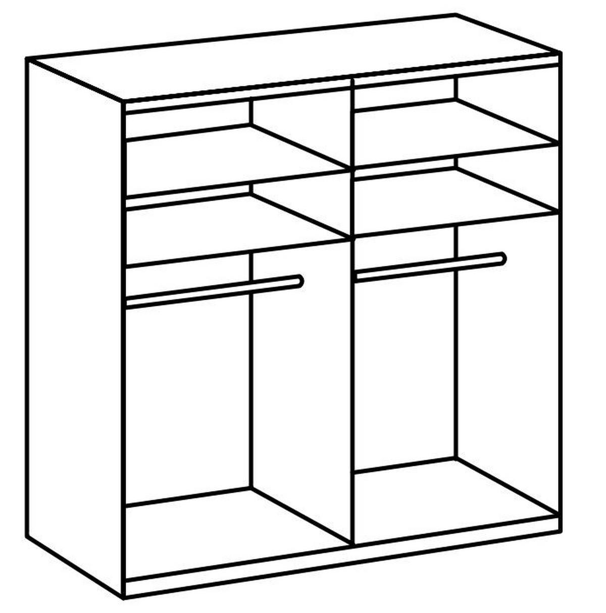 Drehtürenschrank Level 36A mit Spiegel ca. 200 cm Eiche Dekor - Chromfarben/Eichefarben, MODERN, Holzwerkstoff (200/236/58cm) - MID.YOU