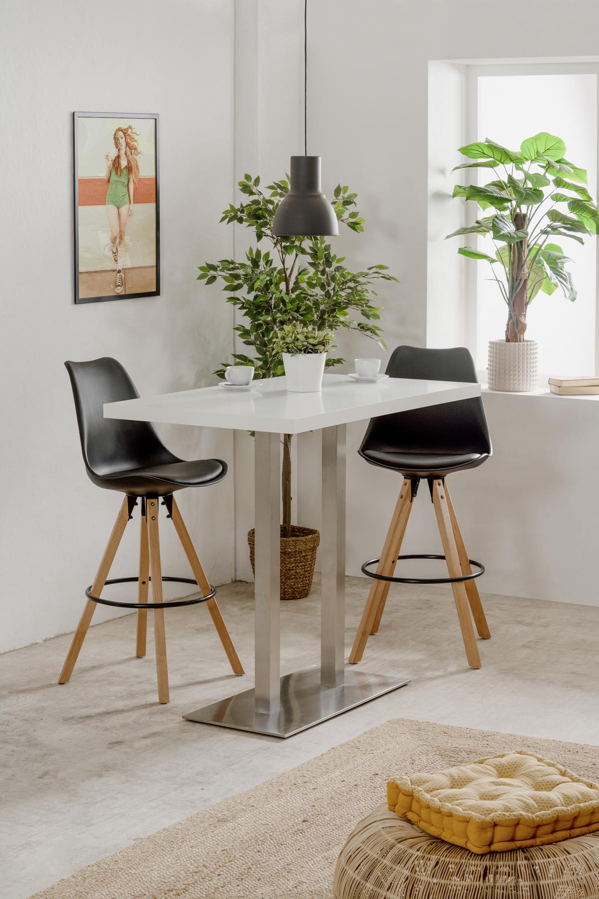 STÓŁ BAROWY QUADRATO 120 - kolor stalowy/biały, Design, materiał drewnopochodny/metal (120/70/105cm) - MID.YOU