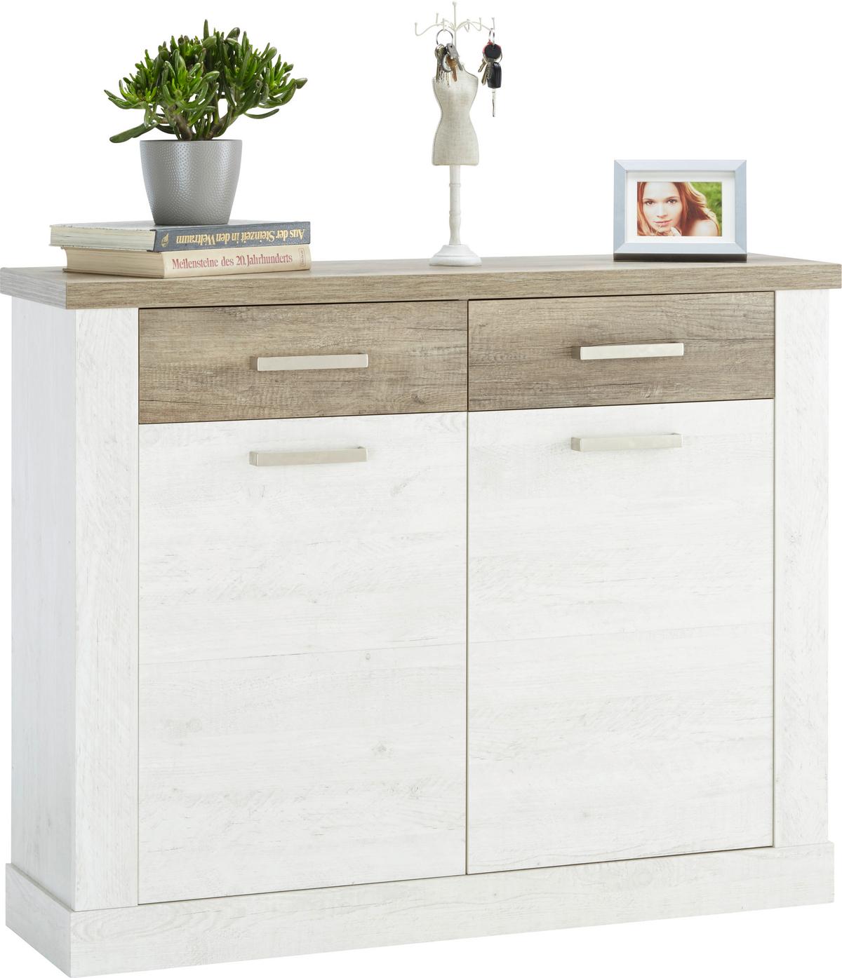 Cipősszekrény Fehér 2 Ajtós Duro - mandulafenyő/tölgyfa, Modern, műanyag/faalapú anyag (120/96,3/34,1cm) - Zandiara