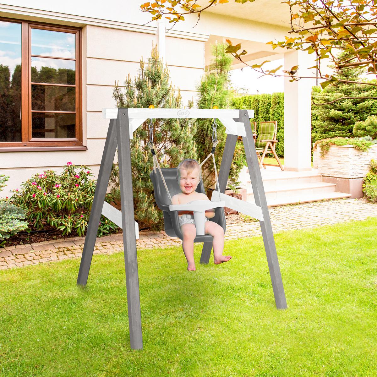 Schaukel Grau/Weiß - Weiß/Grau, KONVENTIONELL, Holz/Kunststoff (120/134/103cm) - Ambia Garden