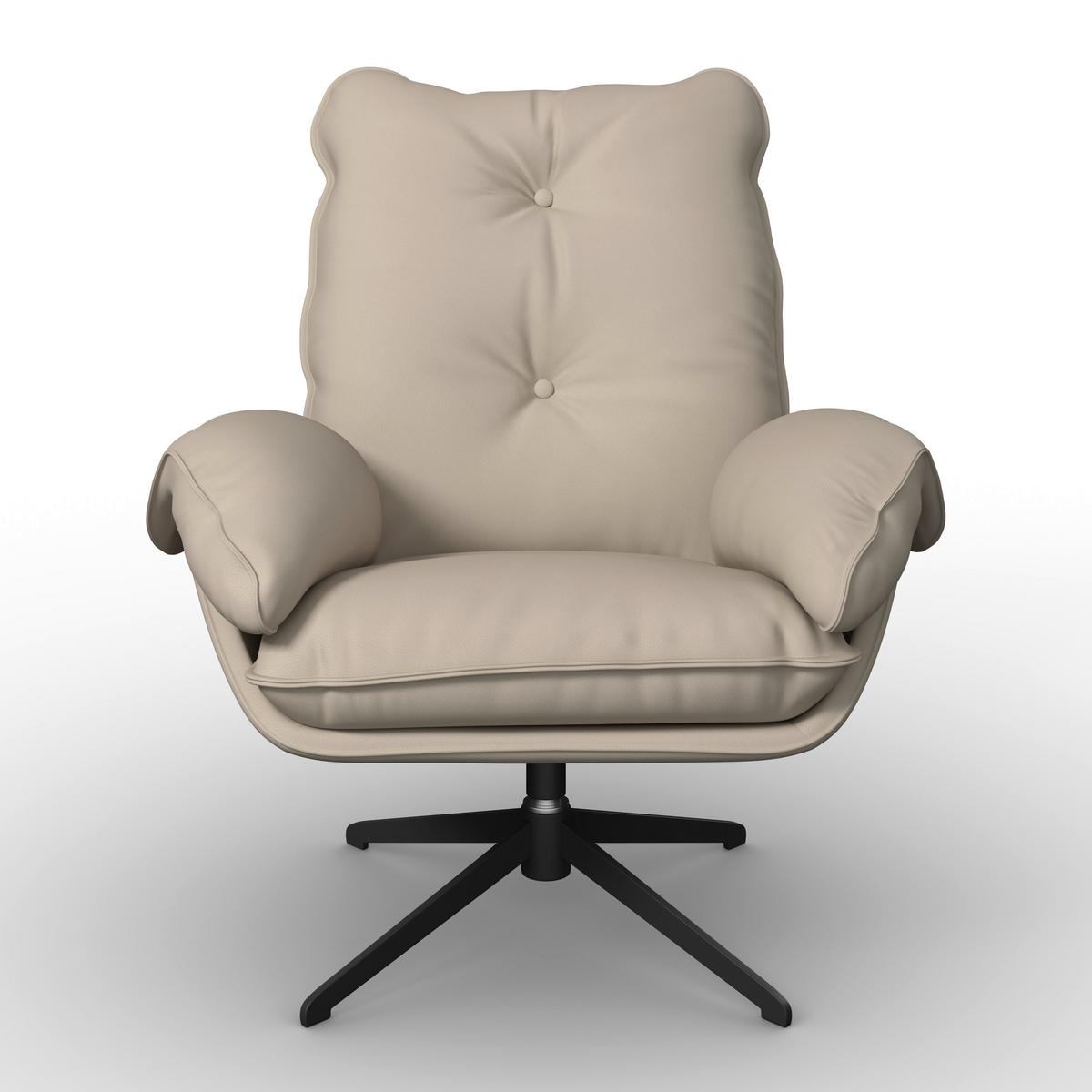 Sessel Andrea Lederlook Beige - Beige/Schwarz, MODERN, Holz/Textil (82/105/80cm) - Bessagi Home