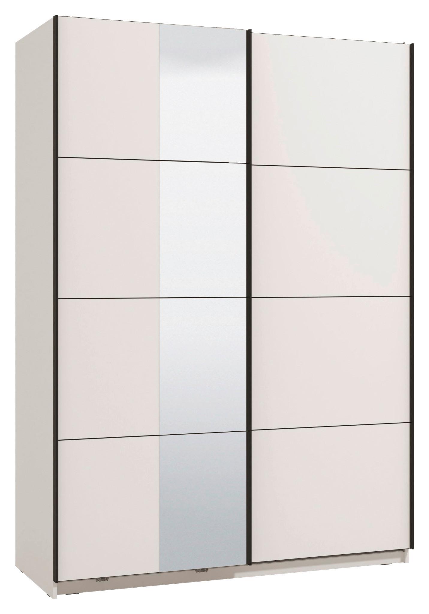 Schwebetürenschrank Gard 150 in Weiss - Weiss/Schwarz, Konventionell, Holzwerkstoff/Metall (146/217/61cm) - Mömax