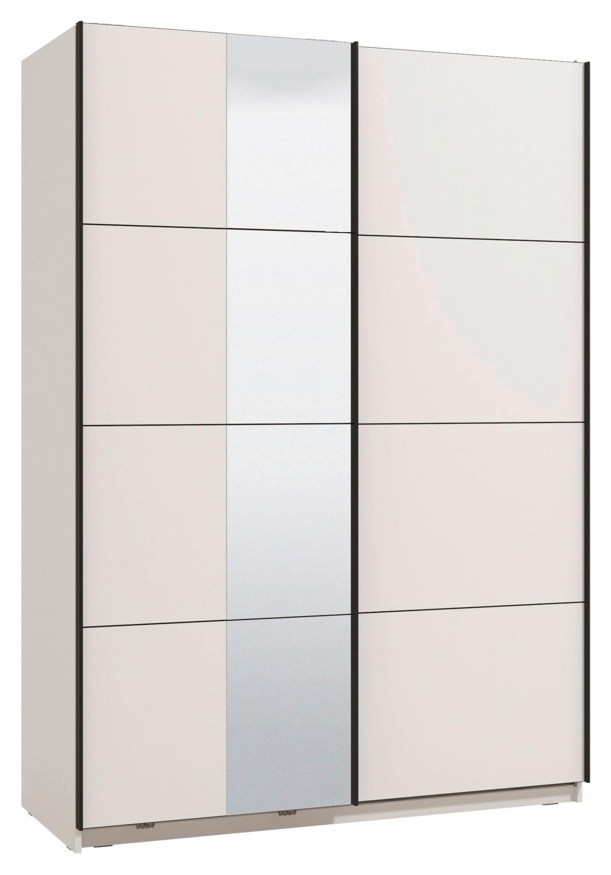 Schwebetürenschrank Gard 150 in Weiß - Schwarz/Weiß, KONVENTIONELL, Holzwerkstoff/Metall (146/217/61cm) - Mömax