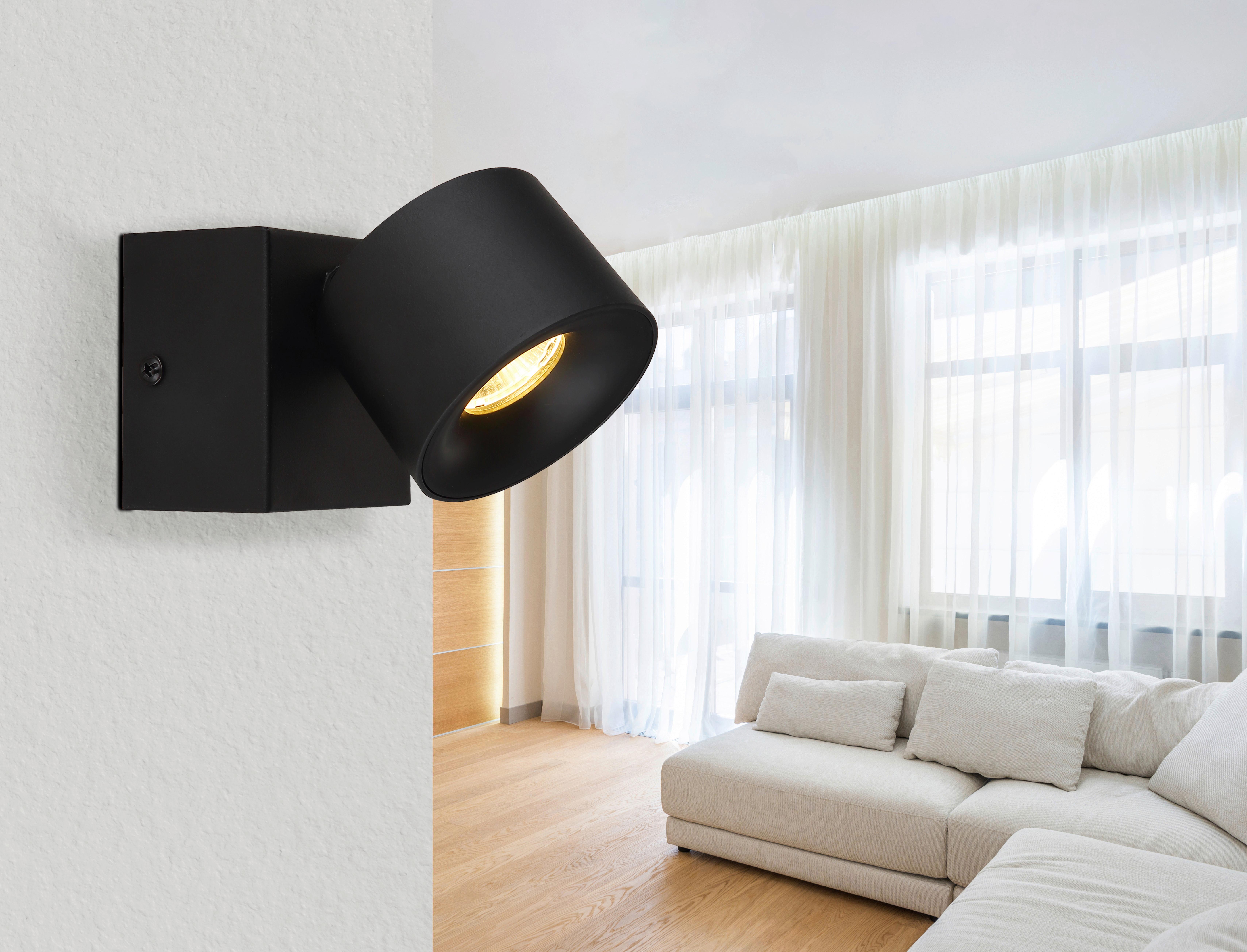 LED-Strahler Rae Schwarz max. 6 Watt - Transparent/Schwarz, Design, Kunststoff/Metall (7,2/9,5cm) - Globo