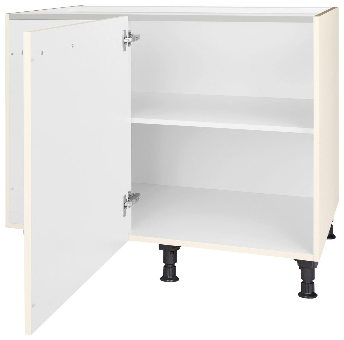 Eckunterschrank Touch Magnolie - Edelstahlfarben/Magnolie, MODERN, Holzwerkstoff/Metall (125/87/65cm) - Nobilia