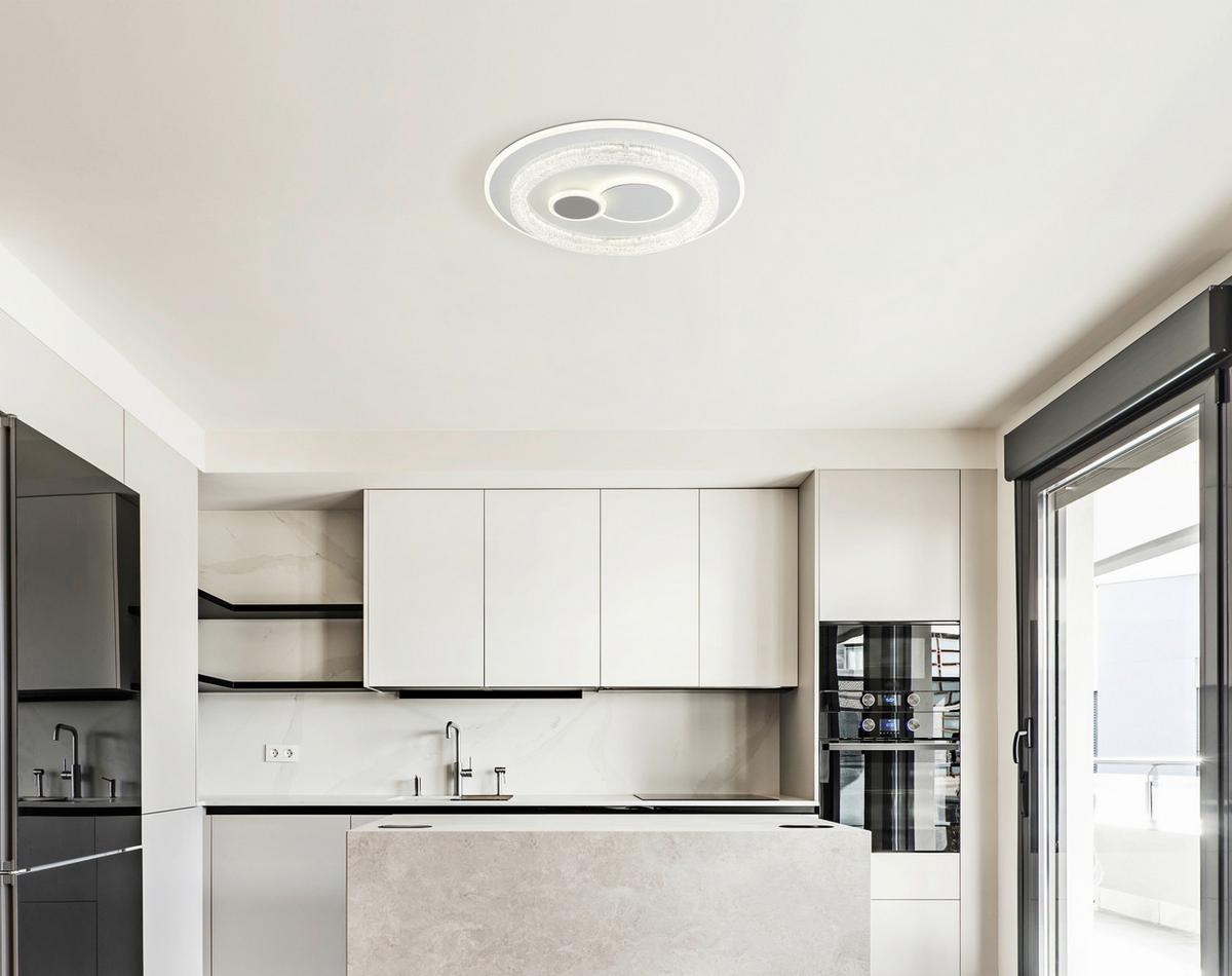 LED-DECKENLEUCHTE 41005  KRISWALL - Klar/Weiss, Basics, Kunststoff/Metall (49,5/6cm) - Globo