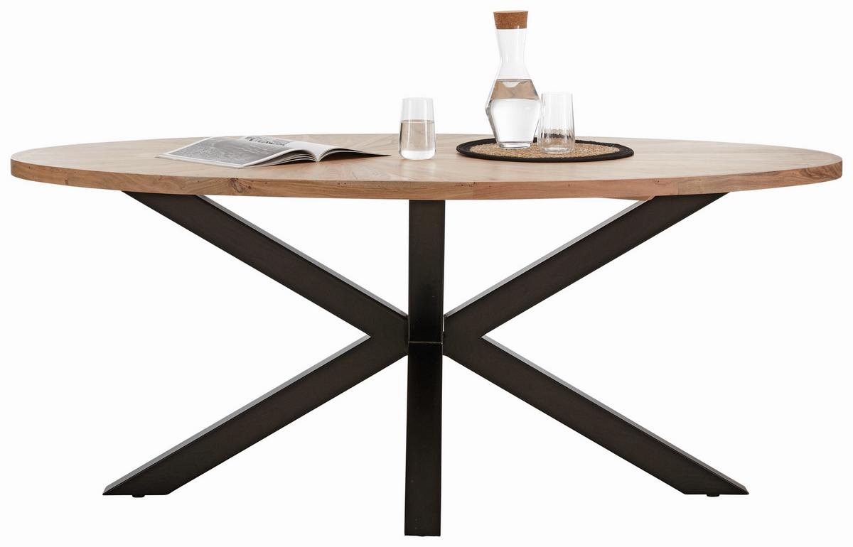 MASĂ ORBIT - negru/culoare lemn acacia, Design, lemn/metal (180/76/100cm) - Zandiara