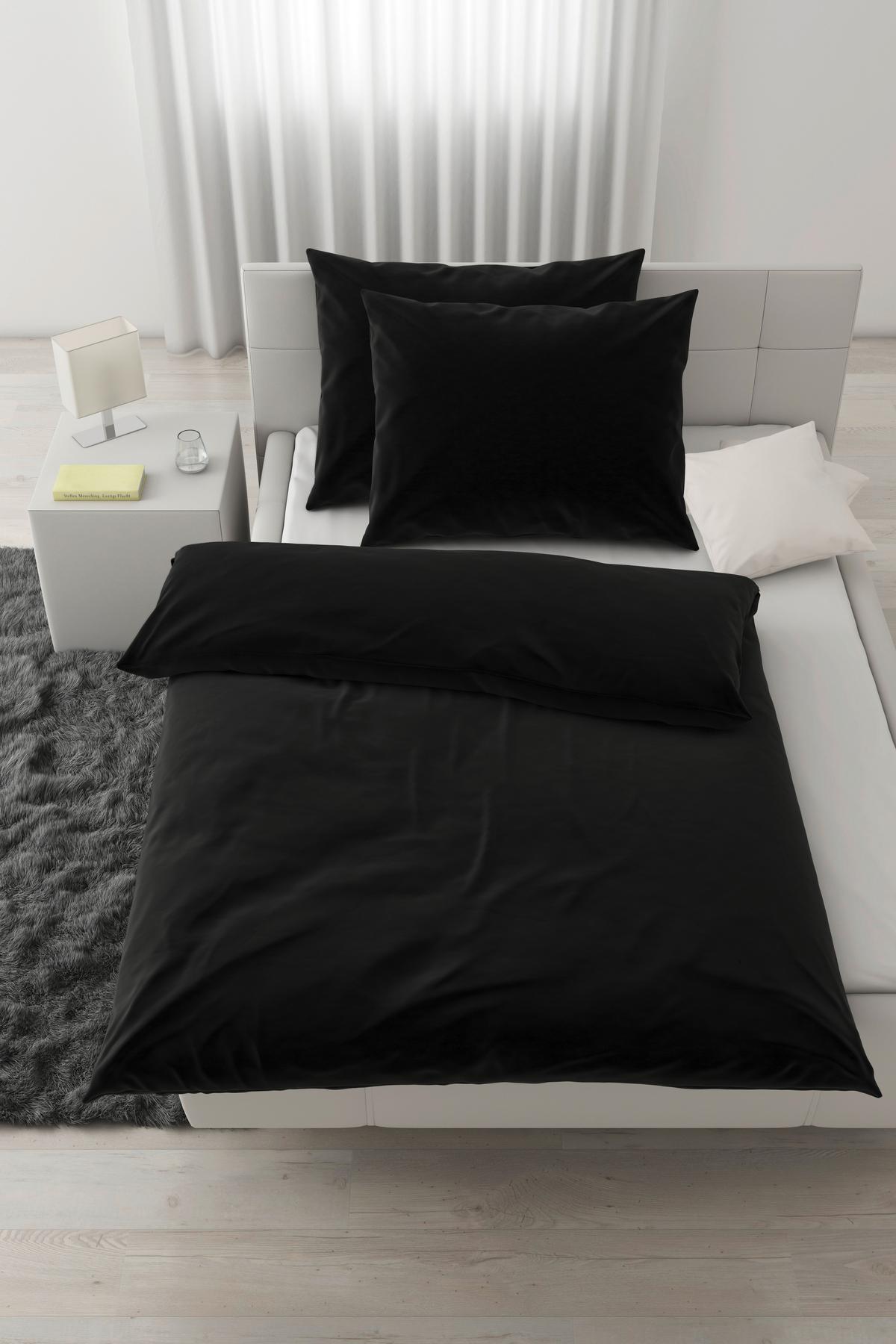 Bettwäsche Iris XXL Schwarz ca. 200x220cm - Schwarz, MODERN, Textil (200/220cm) - Modern Living