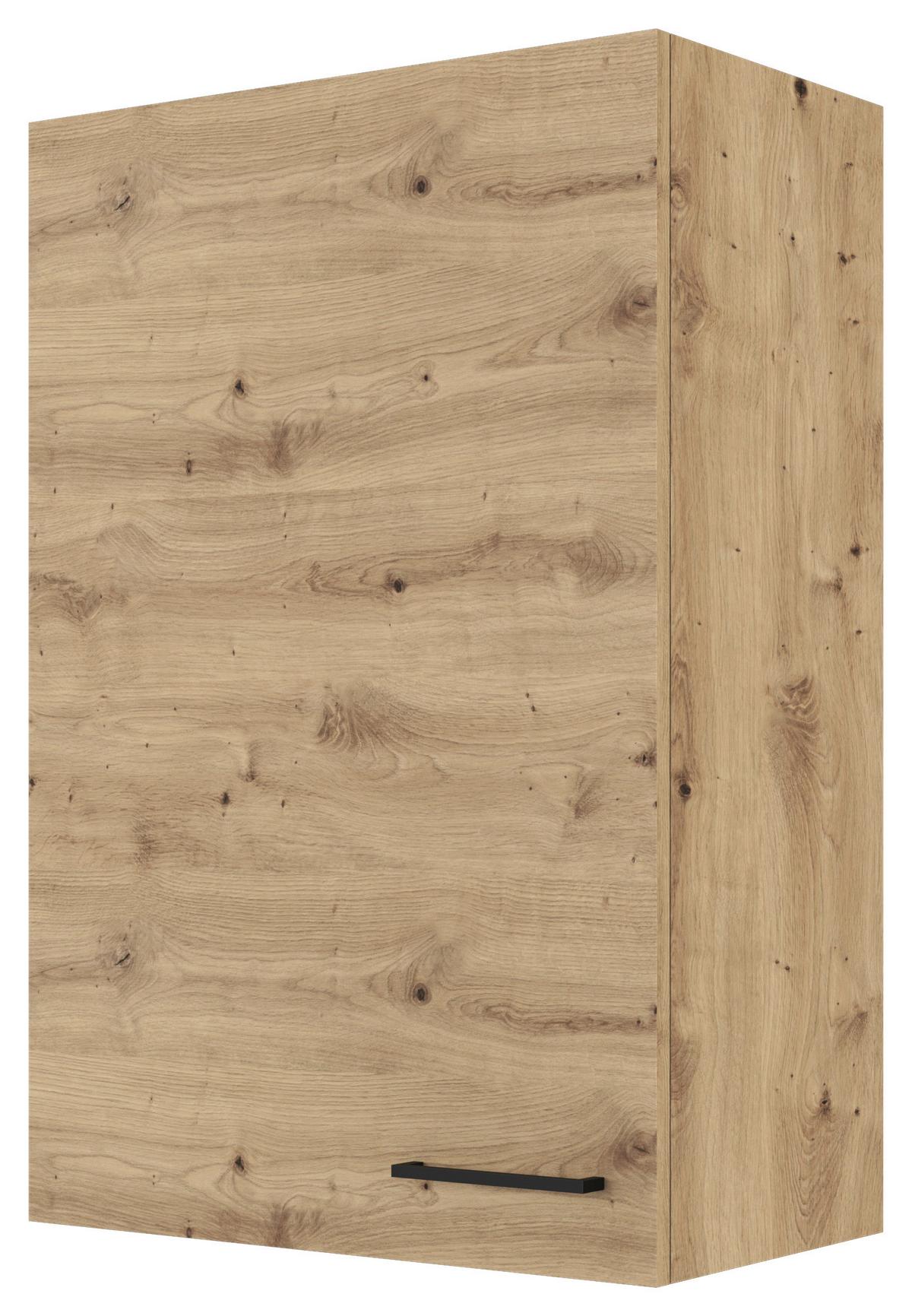 Kuhinjska Zgornja Omarica Cara, Hrast - barve nerjavečega jekla/hrast artisan, Konvencionalno, kovina/leseni material (60/89/32cm) - FlexWell