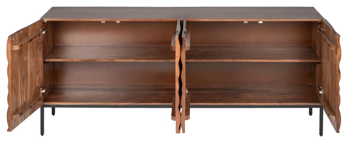 Sideboard Wave Walnussfarben - Walnussfarben/Schwarz, Trend, Holz/Metall (175/76/40cm) - P & B