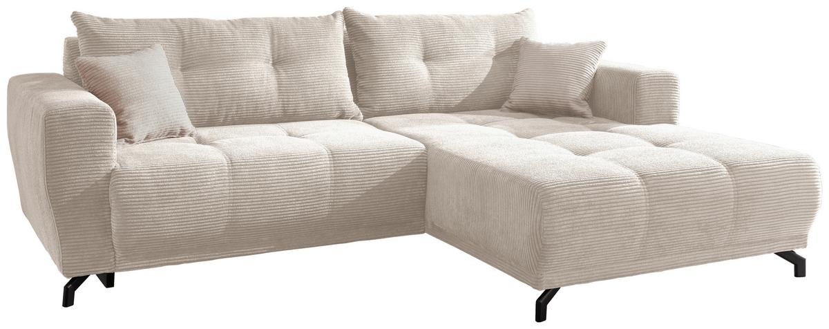 Wohnlandschaft Restato Beige Cord - Beige/Schwarz, MODERN, Holz/Textil (246/177cm) - MID.YOU