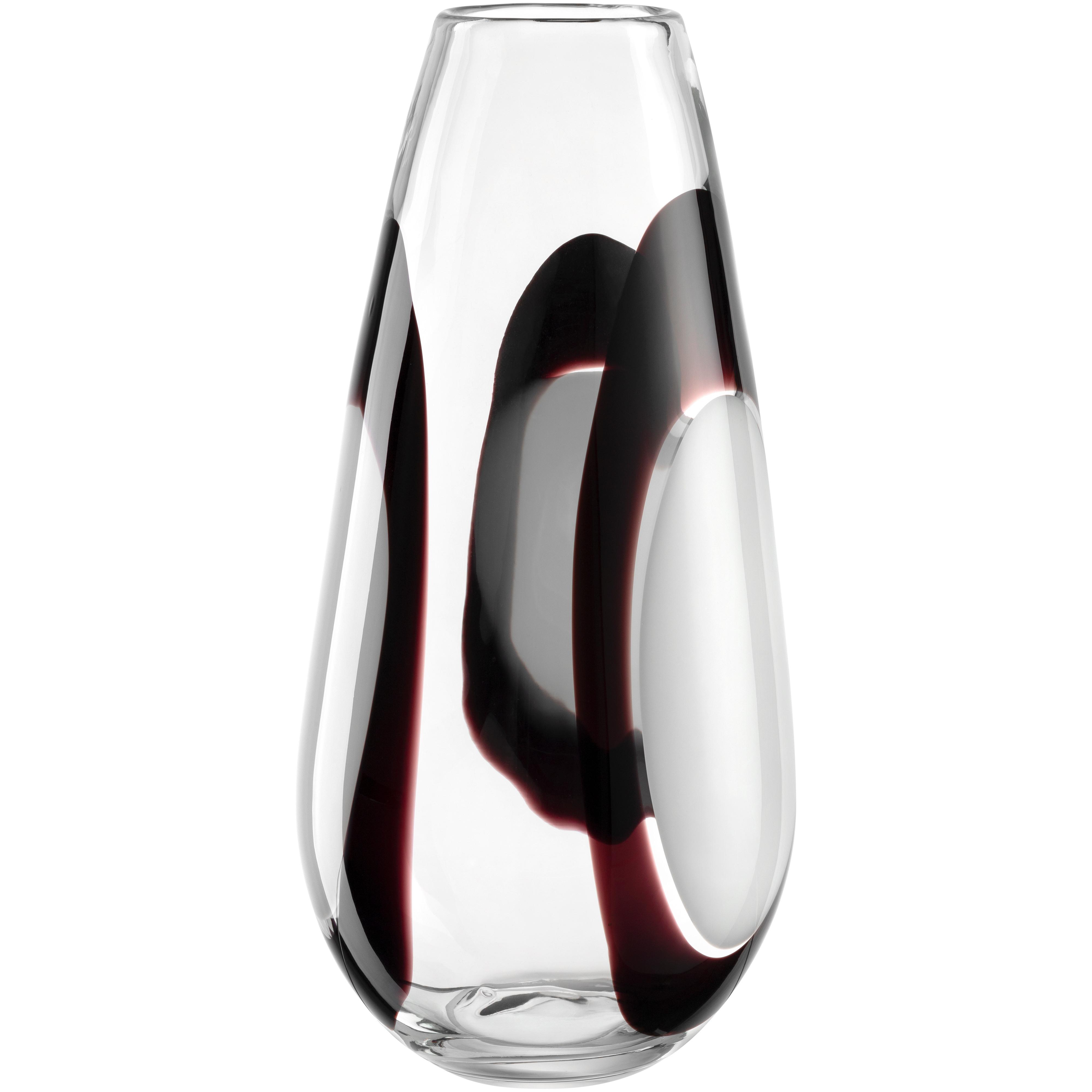 Vase Schwarz/Weiß - Klar/Schwarz, Design, Glas (17,5/37/17,5cm) - Leonardo