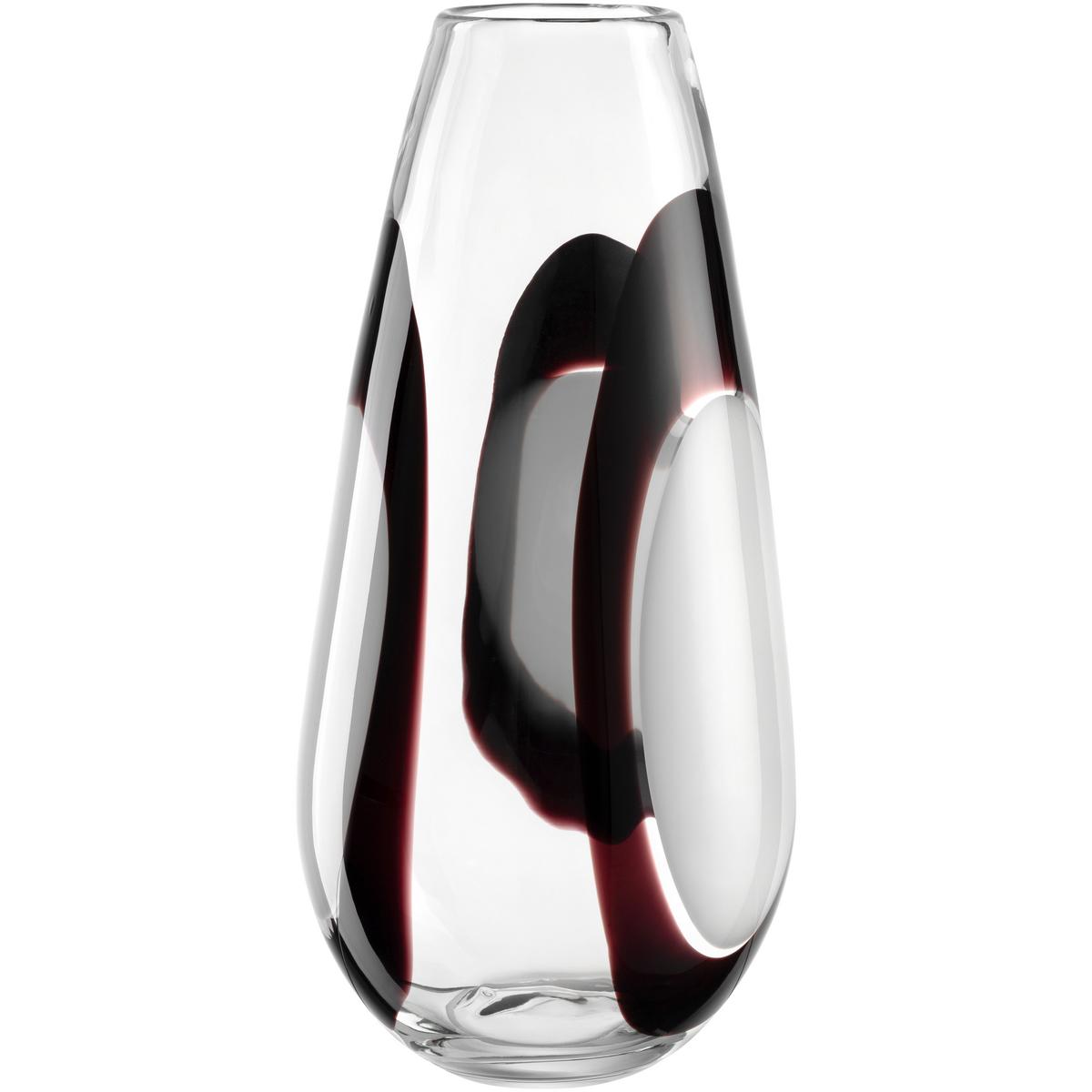 Vase Schwarz/Weiß - Klar/Schwarz, Design, Glas (17,5/37/17,5cm) - Leonardo