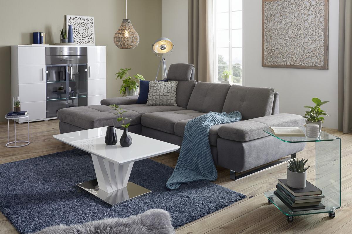 Nackenstütze in Grau - Dunkelgrau, Textil/Metall (52cm) - Premium Living