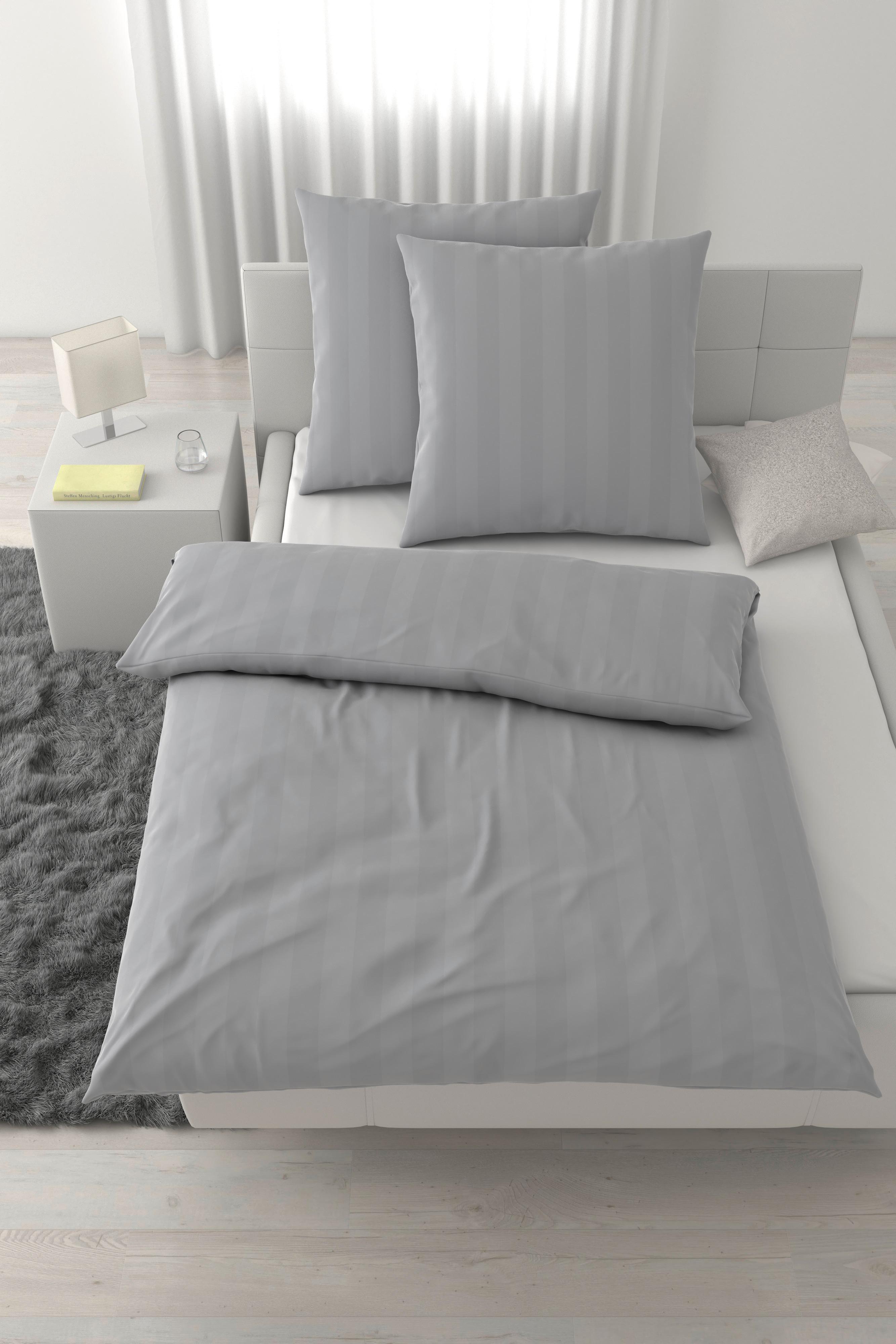 Bettwäsche Xenia Streif XXL Silberfarben ca. 200x200cm - Silberfarben, MODERN, Textil (200/200cm) - Premium Living