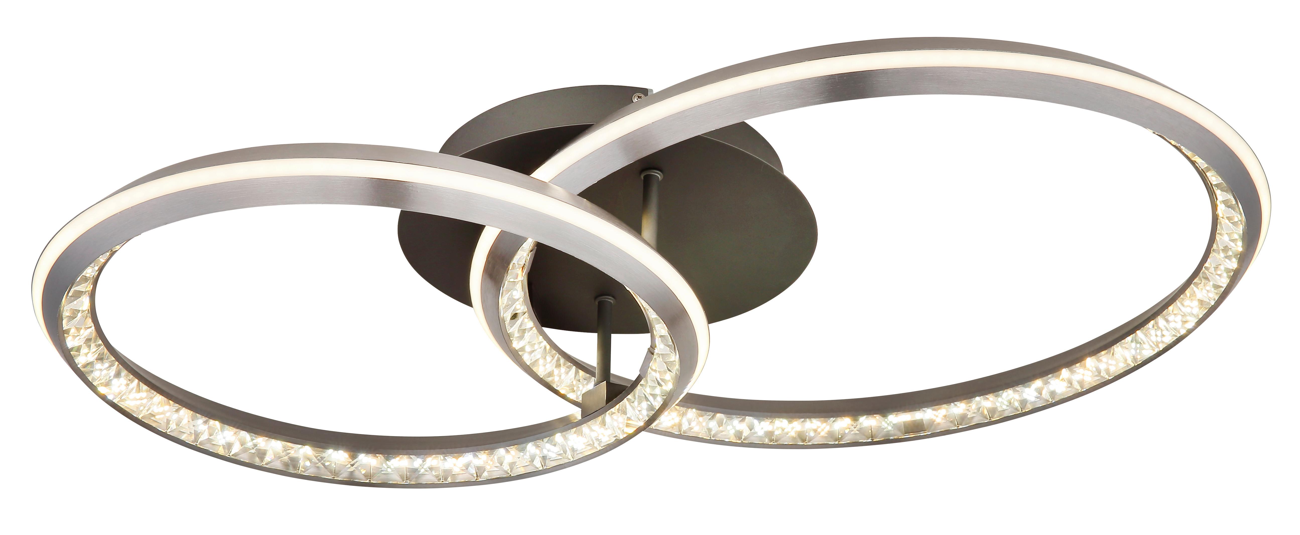 LED-DECKENLEUCHTE 67329-50 ALAINA - Opal/Grau, Design, Kunststoff/Metall (75/50/14cm) - Globo