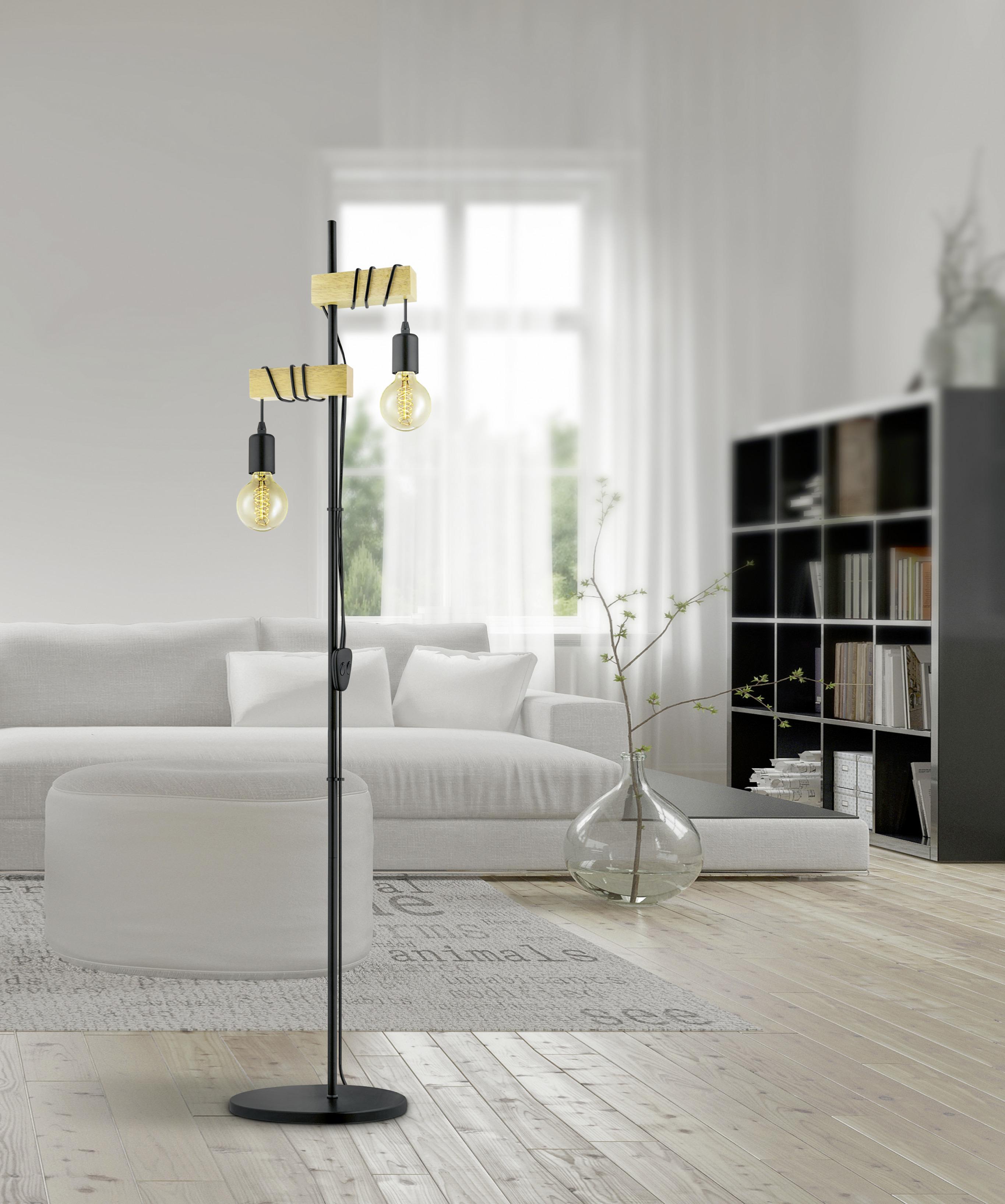 LAMPA STOJĄCA 32919*TOWNSHEND - czarny/brązowy, Konventionell, metal/drewno (20,5/25/166,5cm) - Eglo