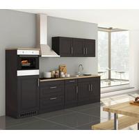 Küchenblock Rom m. Geräten Graphitfarben/Eichefarben - Graphitfarben/Alufarben, MODERN, Holzwerkstoff/Metall (290cm) - Held