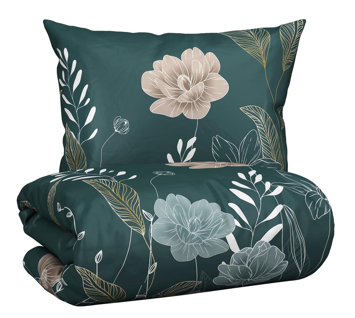 Bettwäscheset Nala - Grün, Romantik / Landhaus, Textil (160/210cm) - Modern Living