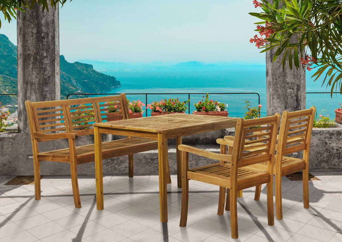 Gartentisch Naturfarben Akazienholz - Naturfarben, Natur, Holz (135/80/74cm) - Gardenson