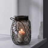 Windlicht Keno Ø/h ca. 14,5/20,5 cm - Hellgrau, MODERN, Glas (14,5/20,5cm) - Mömax modern living