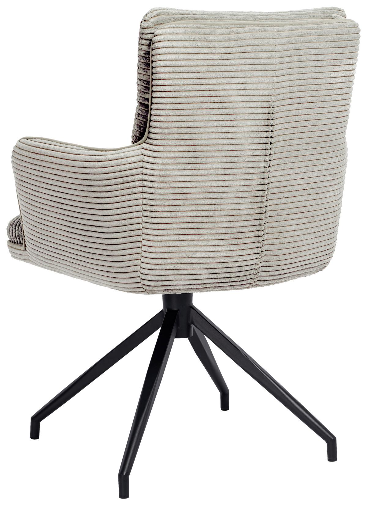 KRZESŁO Z PODŁOKIETNIKAMI POLLY -EXKLUSIV- - jasnoszary/czarny, Design, metal/tkanina (66/89/64cm) - Stylife