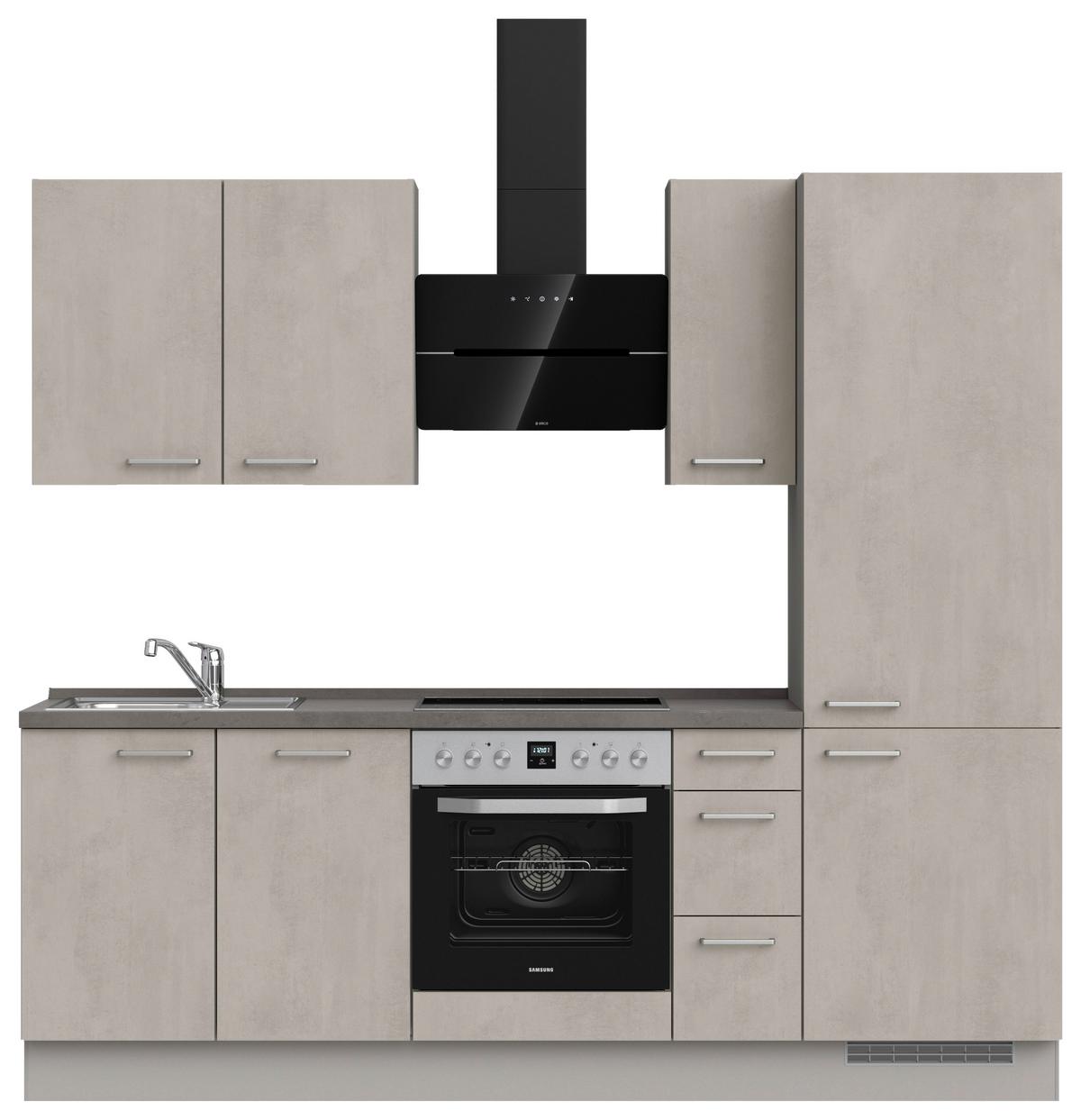Küchenblock Riva High m. Geräten Grau - Schieferfarben/Edelstahlfarben, MODERN, Holzwerkstoff/Metall (240cm) - Nobilia