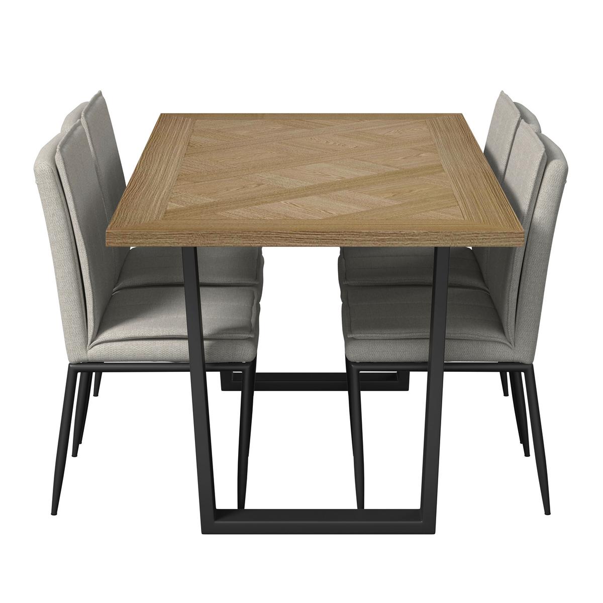Jedilna Garnitura Abelia, Miza 160x90, 4x Stol - barve lesa evkaliptusa/črna, Moderno, kovina/tekstil - Bessagi Home