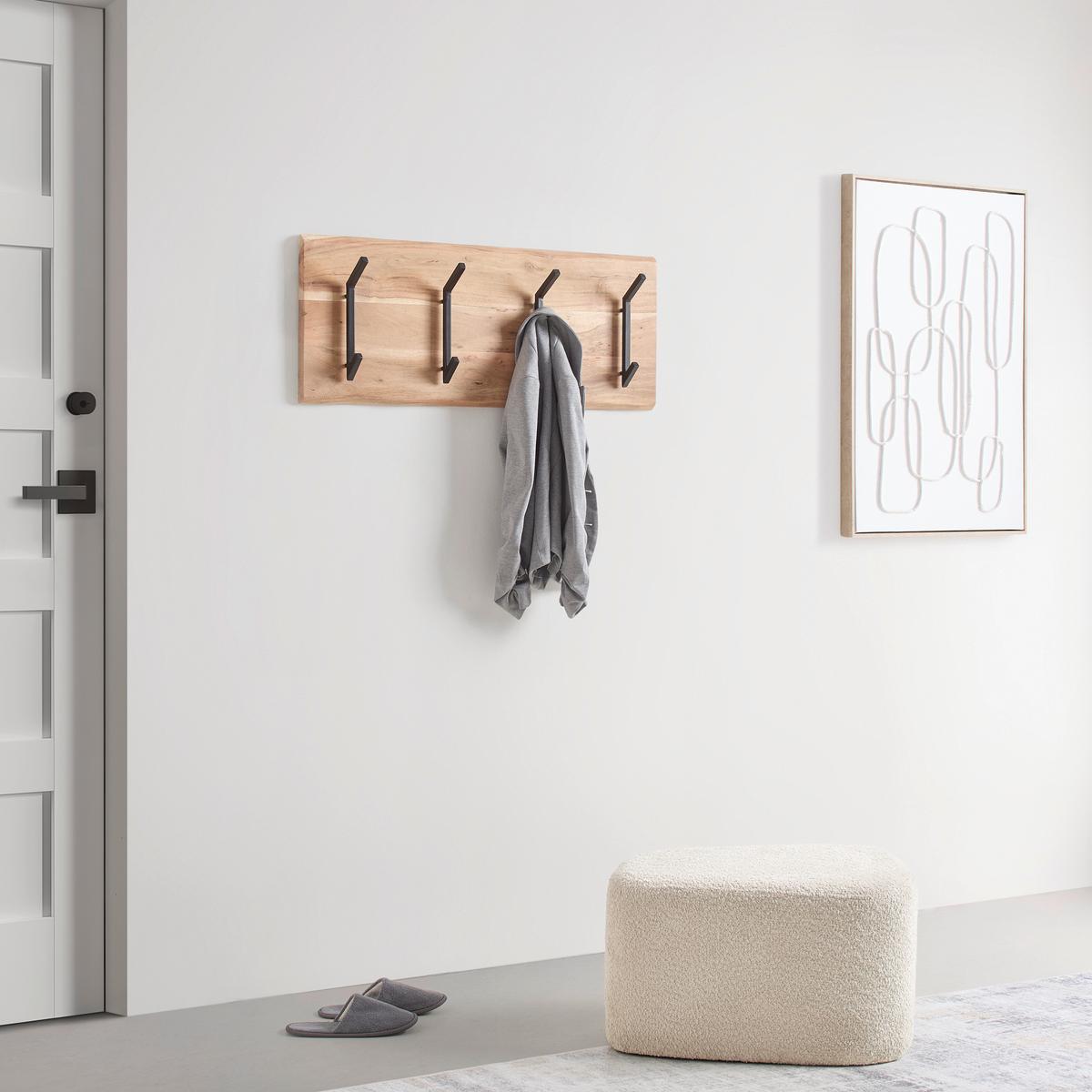 Wandgarderobe Rivera 4 Schwarz/Akaziefarben - Schwarz/Akaziefarben, Konventionell, Holz/Metall (90/36/12cm) - Mömax