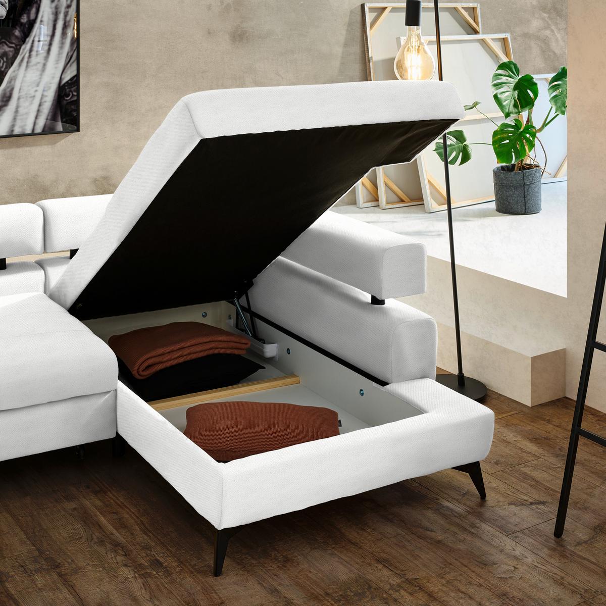 Kutna Garnitura Rosalie - bijela/crna, Konvencionalno, tekstil/metal (265/184cm) - Modern Living