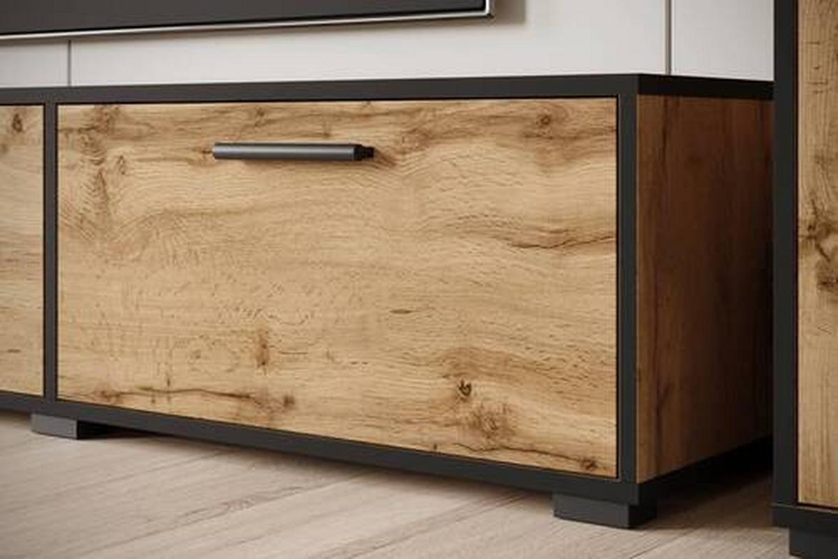 WOHNWAND BOGOTA XL WOTAN EICHE DEKOR - Eiche Wotan/Schwarz, Basics, Holzwerkstoff/Kunststoff (240/130/31cm) - MID.YOU