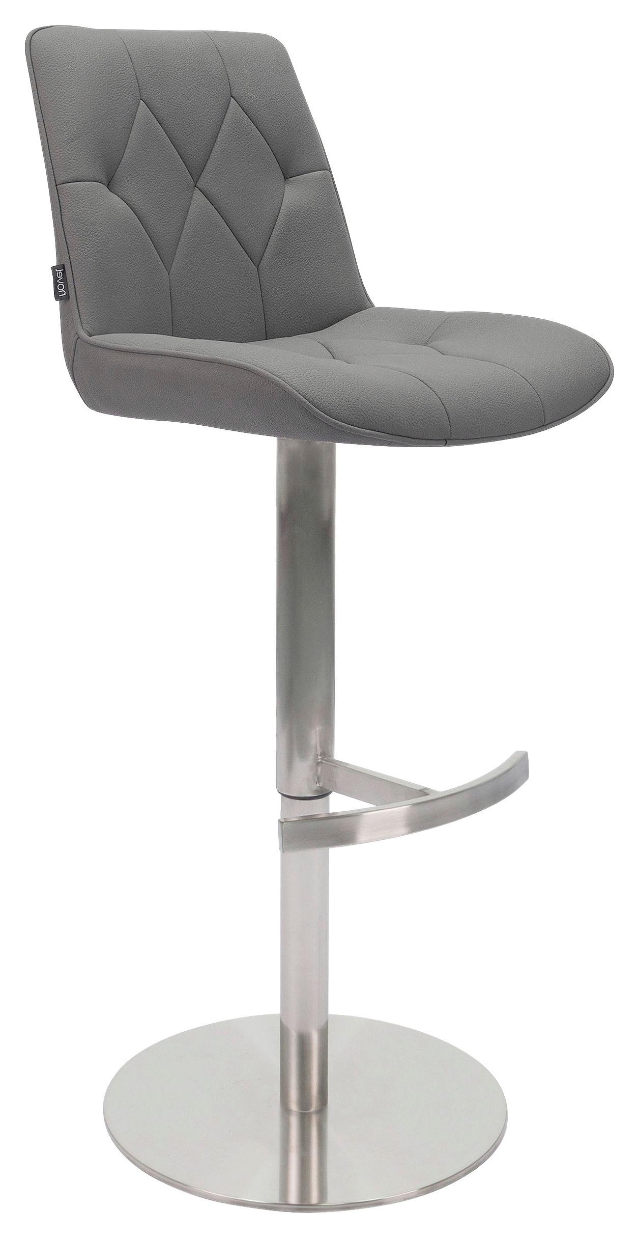 STOŁEK BAROWY HENRY - kolor stalowy/szary, Design, metal/tkanina (44/86-110,5/54,5cm) - Novel