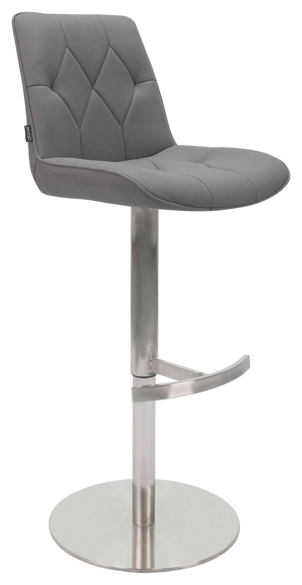 STOŁEK BAROWY HENRY - kolor stalowy/szary, Design, metal/tkanina (44/86-110,5/54,5cm) - Novel