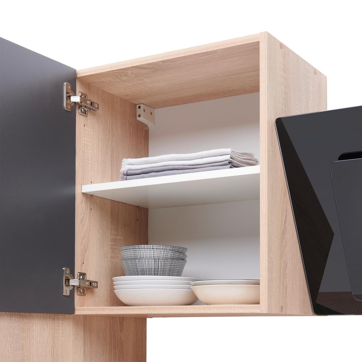 Küchenblock ECONOMY 310 Grau/Eiche B: ca. 310 cm - Eichefarben/Grau, Basics, Holzwerkstoff (310cm) - Respekta