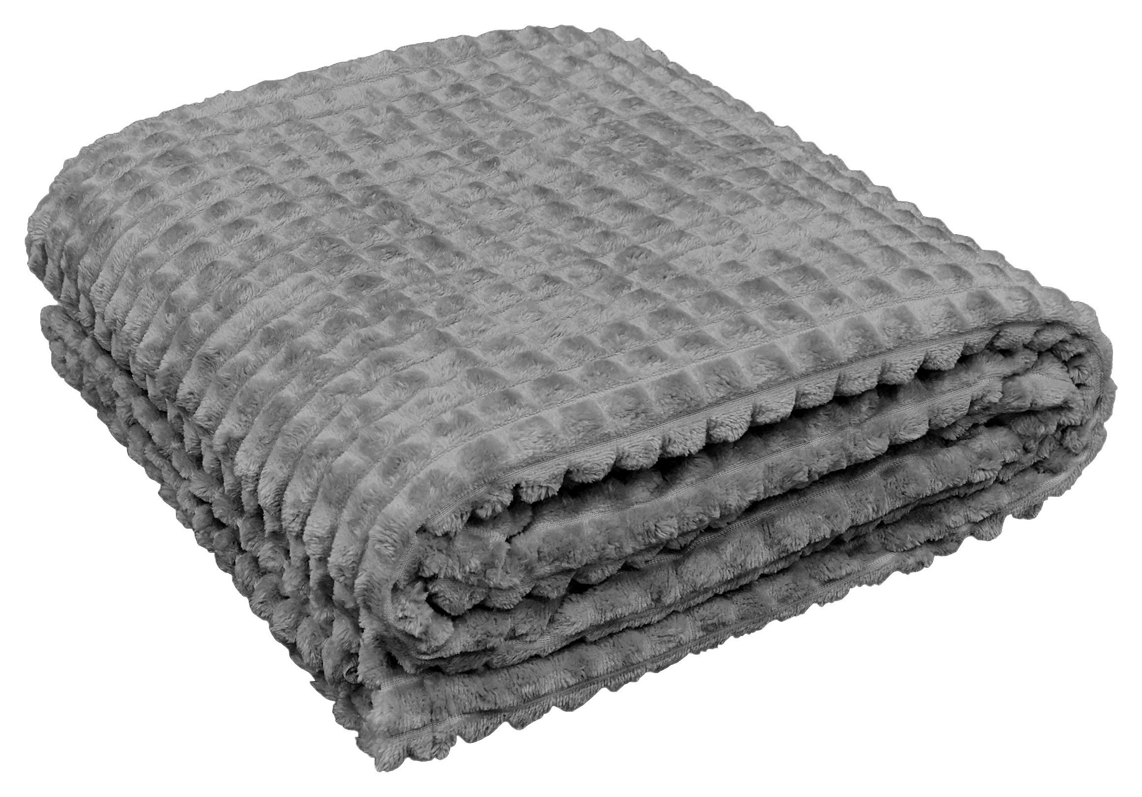 Kuscheldecke Checks Silber ca. 140x190cm - Textil (140/190cm)