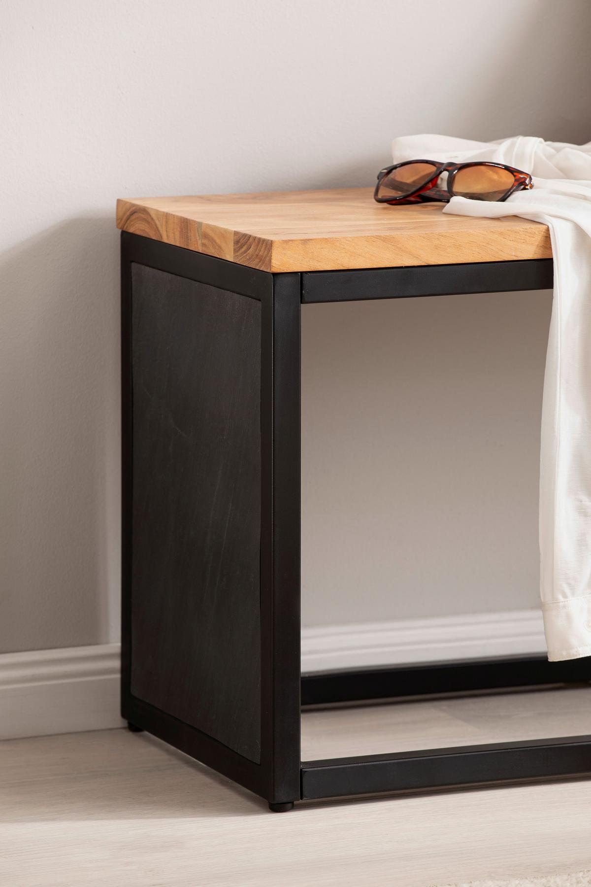 Sitzbank ca.120x45x35cm Akazie Echtholz - Schwarz, LIFESTYLE, Holz/Holzwerkstoff (120/45/35cm) - MID.YOU