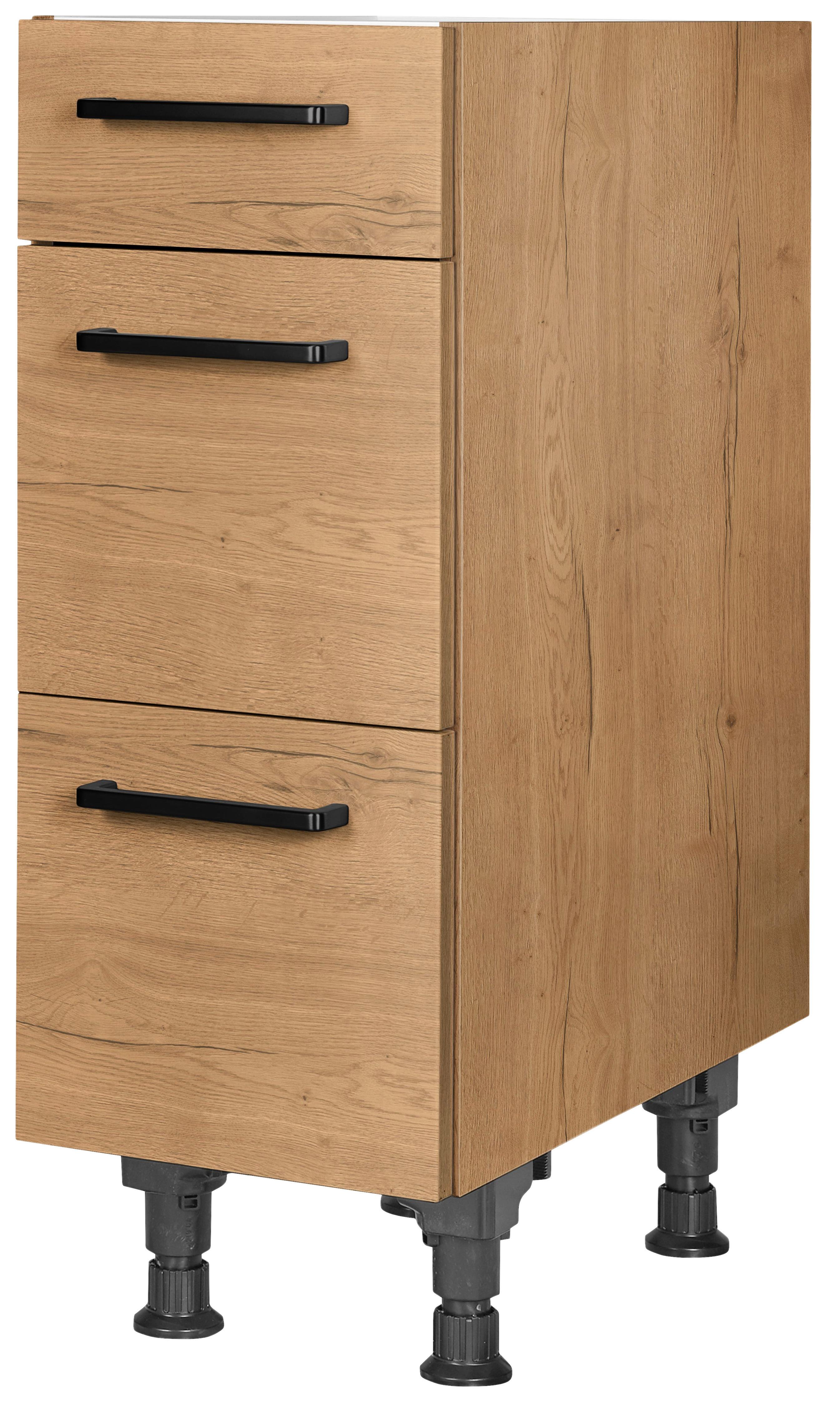 Schubkastenunterschrank Structura Eiche - Eichefarben/Schwarz, MODERN, Holzwerkstoff/Metall (30/87/56cm) - Nobilia