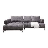 Ecksofa Morgan Graphitfarben - Graphitfarben/Schwarz, Modern, Textil/Metall (184/67-87/262cm) - Mömax