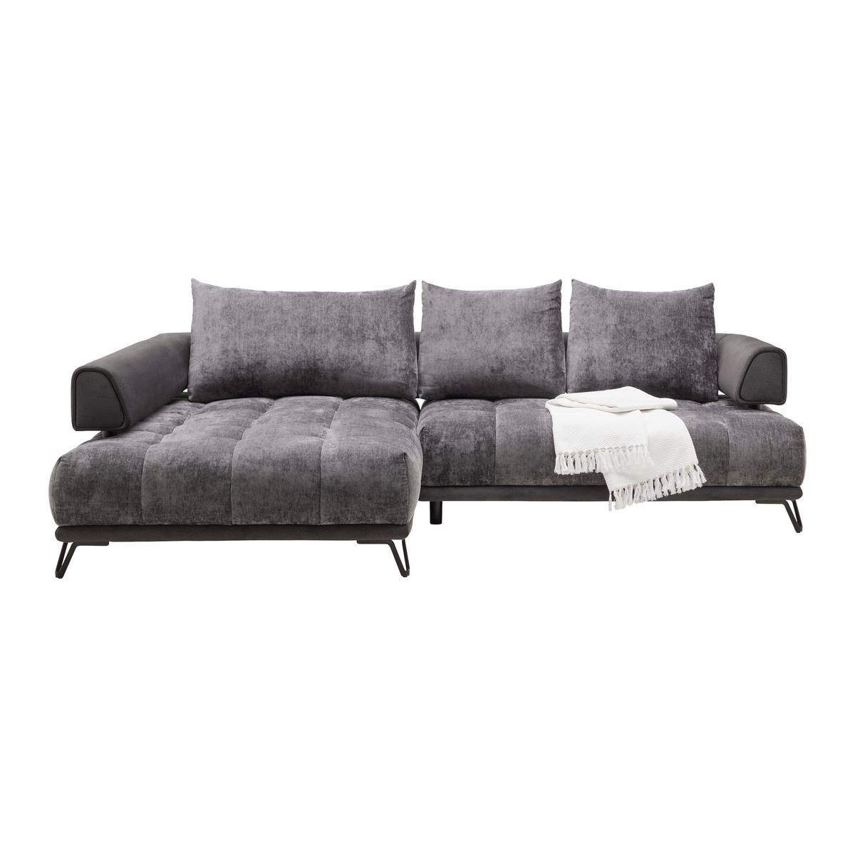 Ecksofa Morgan Graphitfarben - Graphitfarben/Schwarz, Modern, Textil/Metall (184/67-87/262cm) - Mömax