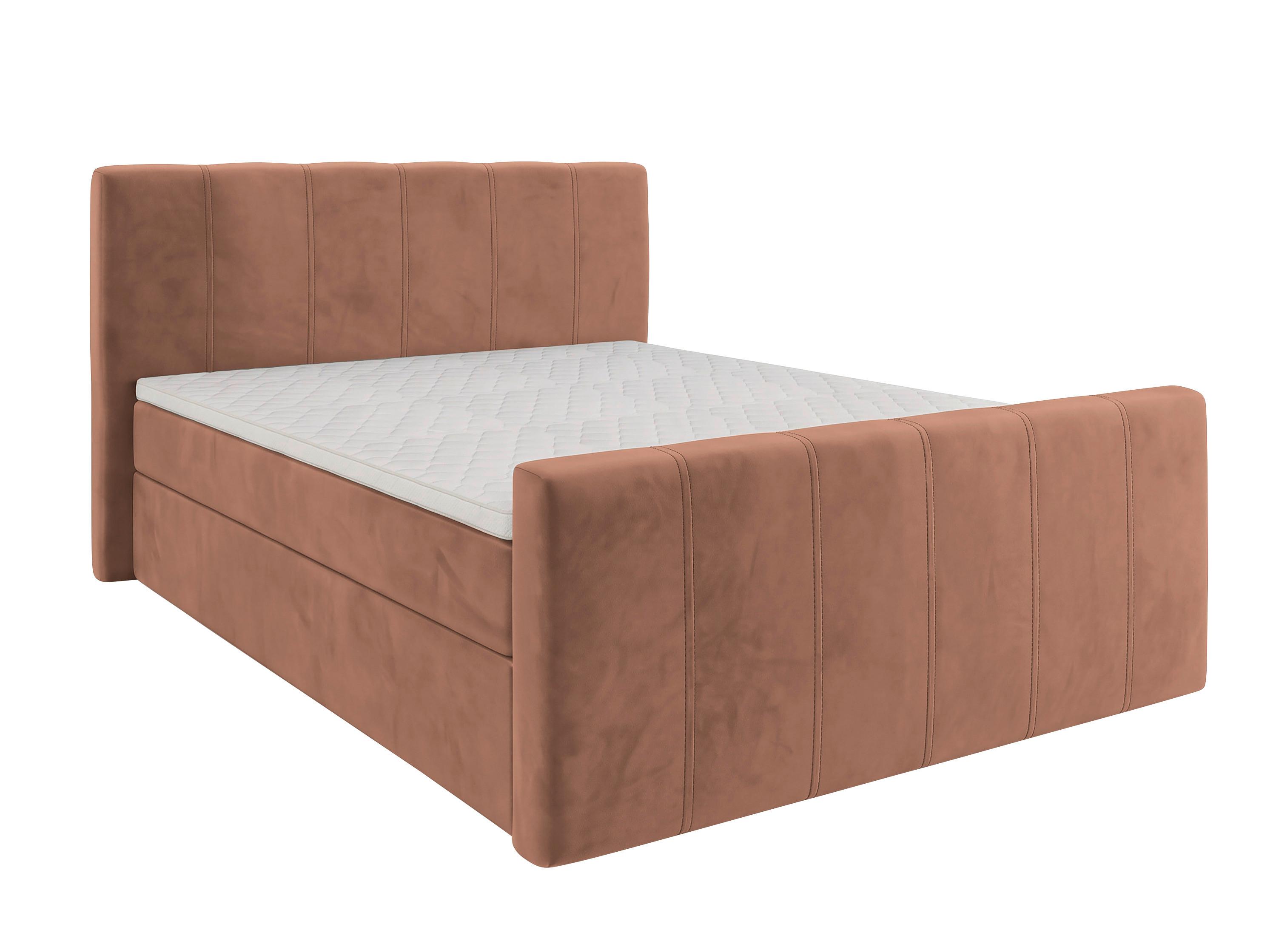 Boxbett Dana Plus Hellbraun ca. 140x200cm - Hellbraun/Schwarz, Kunststoff/Textil (140/200cm) - Based