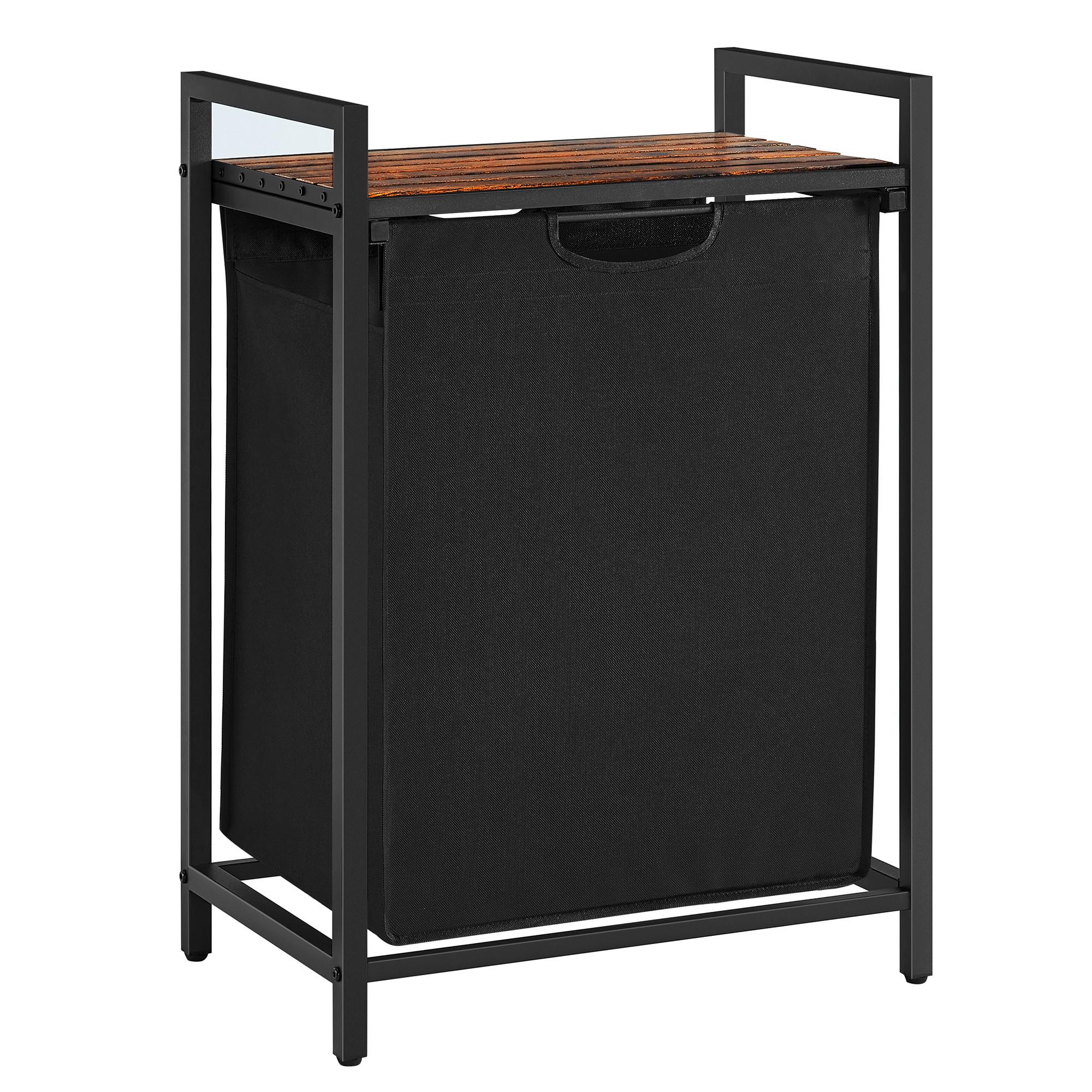 WÄSCHEKORB BLH101B01 - Schwarz/Braun, Trend, Holzwerkstoff/Textil (50/72/33cm) - MID.YOU