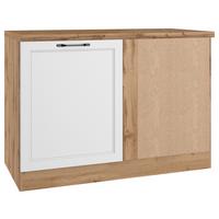 Eckunterschrank Meran ca. 120x86x60 cm Weiß/Eiche - Eiche Wotan/Schwarz, LIFESTYLE, Holzwerkstoff/Metall (120/86/60cm) - Held
